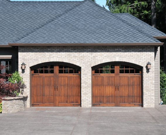 Modern wooden garage door